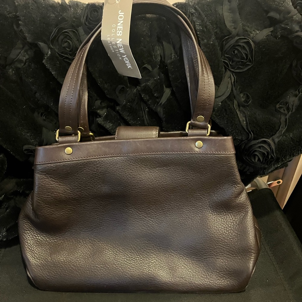 WITH ORIGINAL TAGS Jones New York  Brown Leather Tote Bag